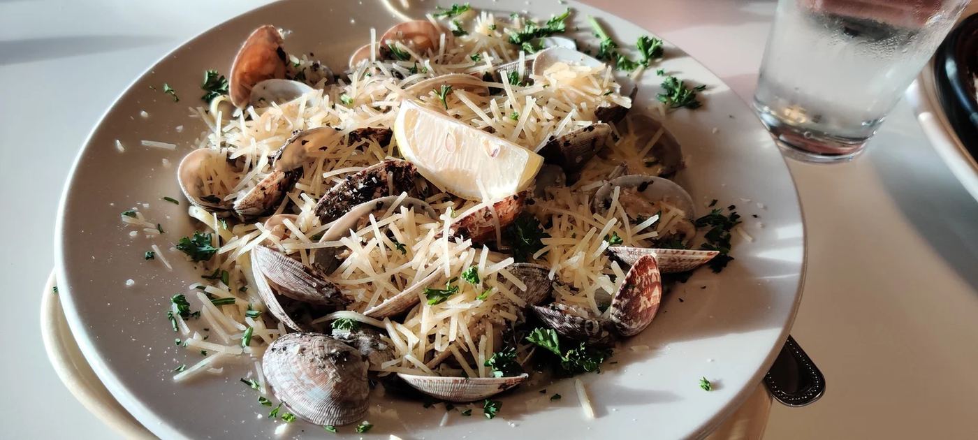 Linguine with clams, lemon, and shaved parmesan